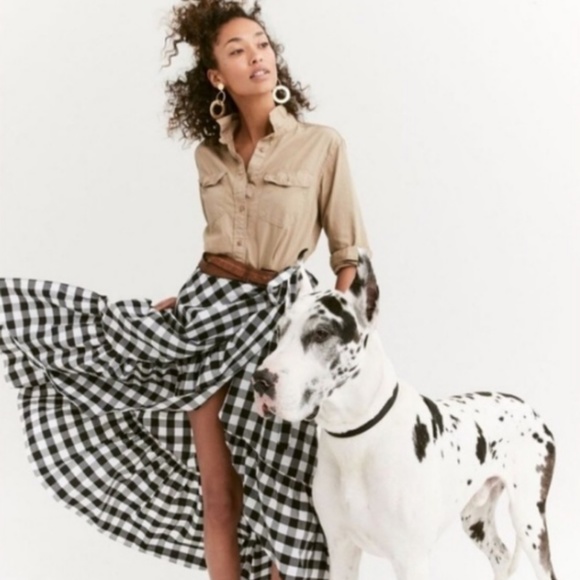 j crew gingham wrap skirt